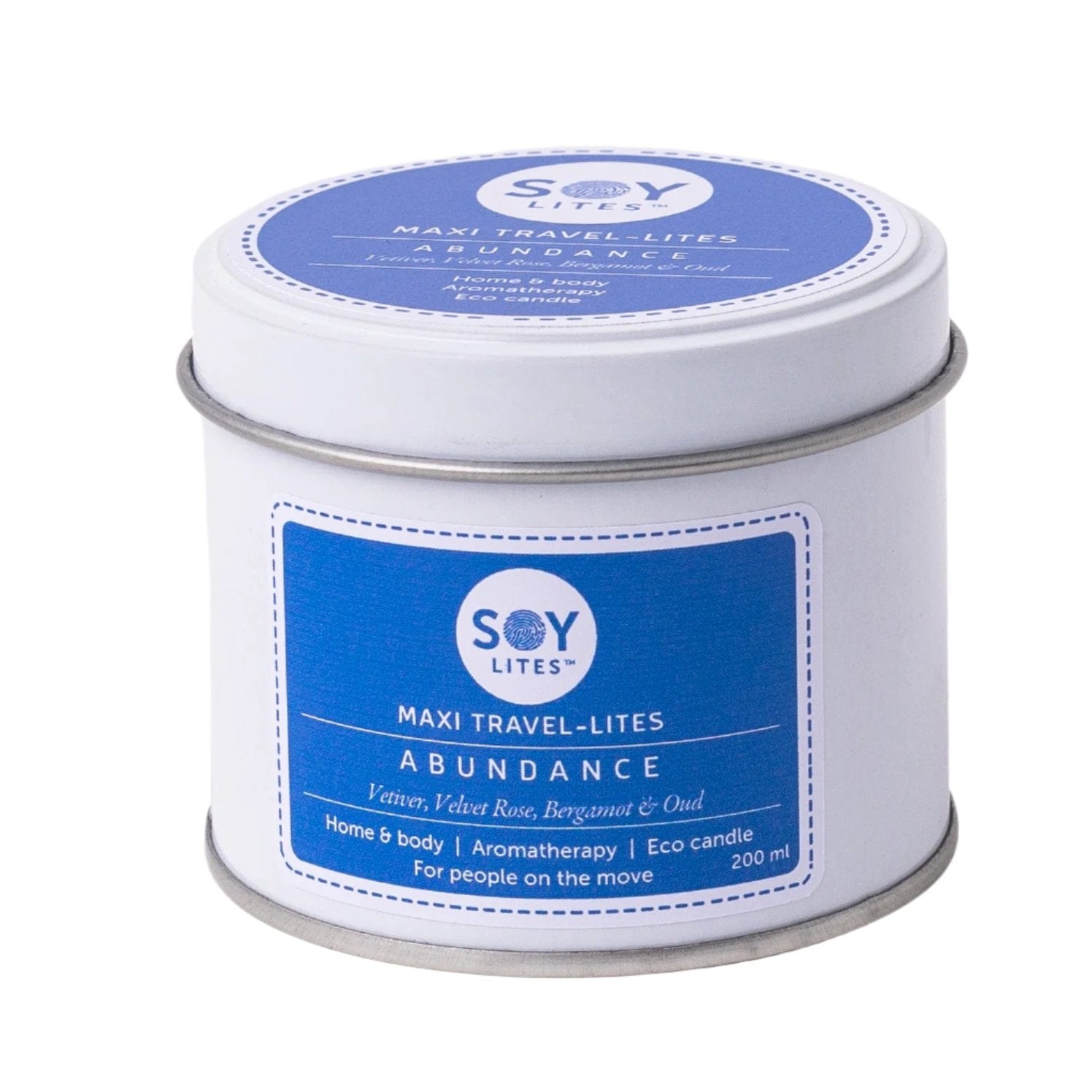 SoyLites Maxi Travel Lites 200ml Abundance Maxi-Lite with Vertiver, Velvet Rose, Bergamot and Oud