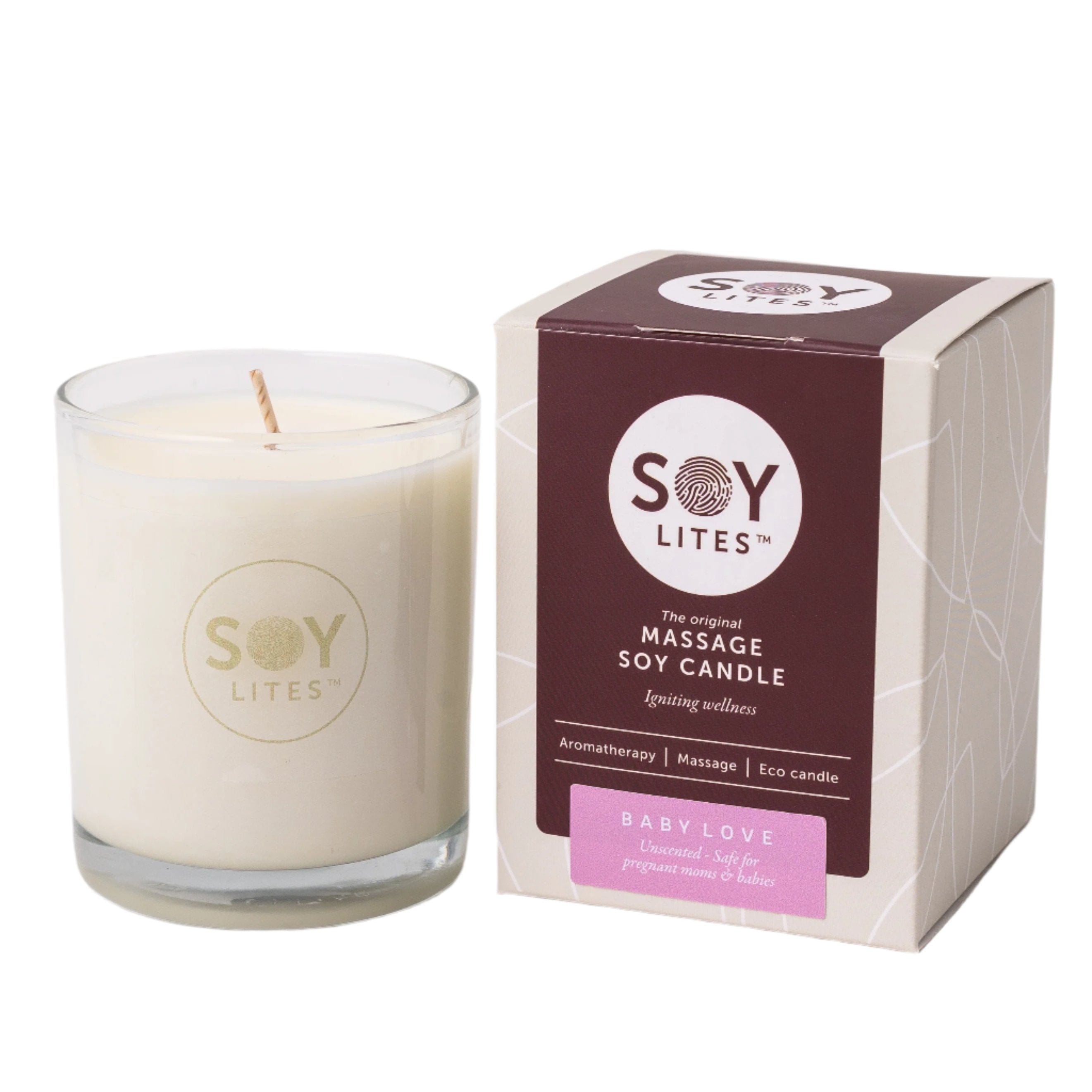 SoyLites Soy Massage Tumbler 220ml 50 hour burn time Baby Love Massage Candle 220ml
