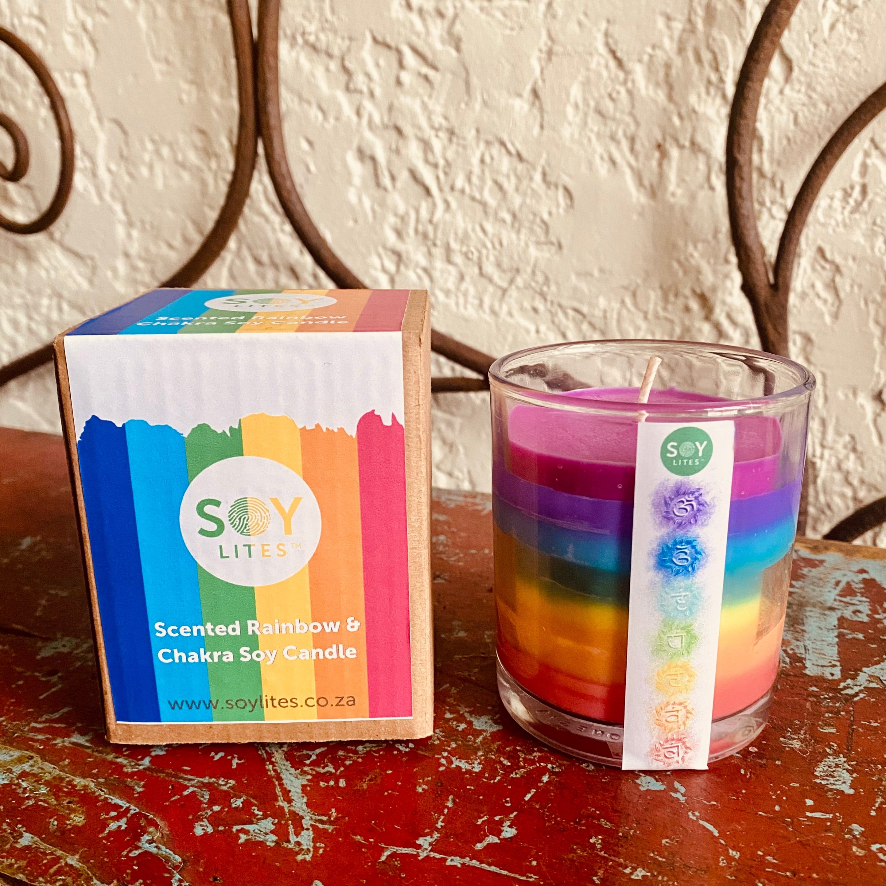 SoyLites Soy Aromatherapy Tumbler 220 ml Chakra Soy Candle - Rainbow