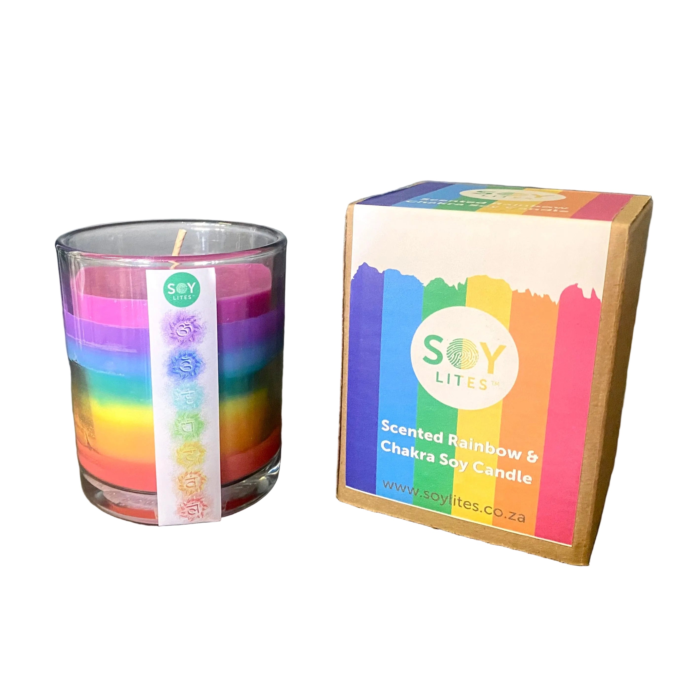 SoyLites Soy Aromatherapy Tumbler 220 ml Chakra Soy Candle - Rainbow