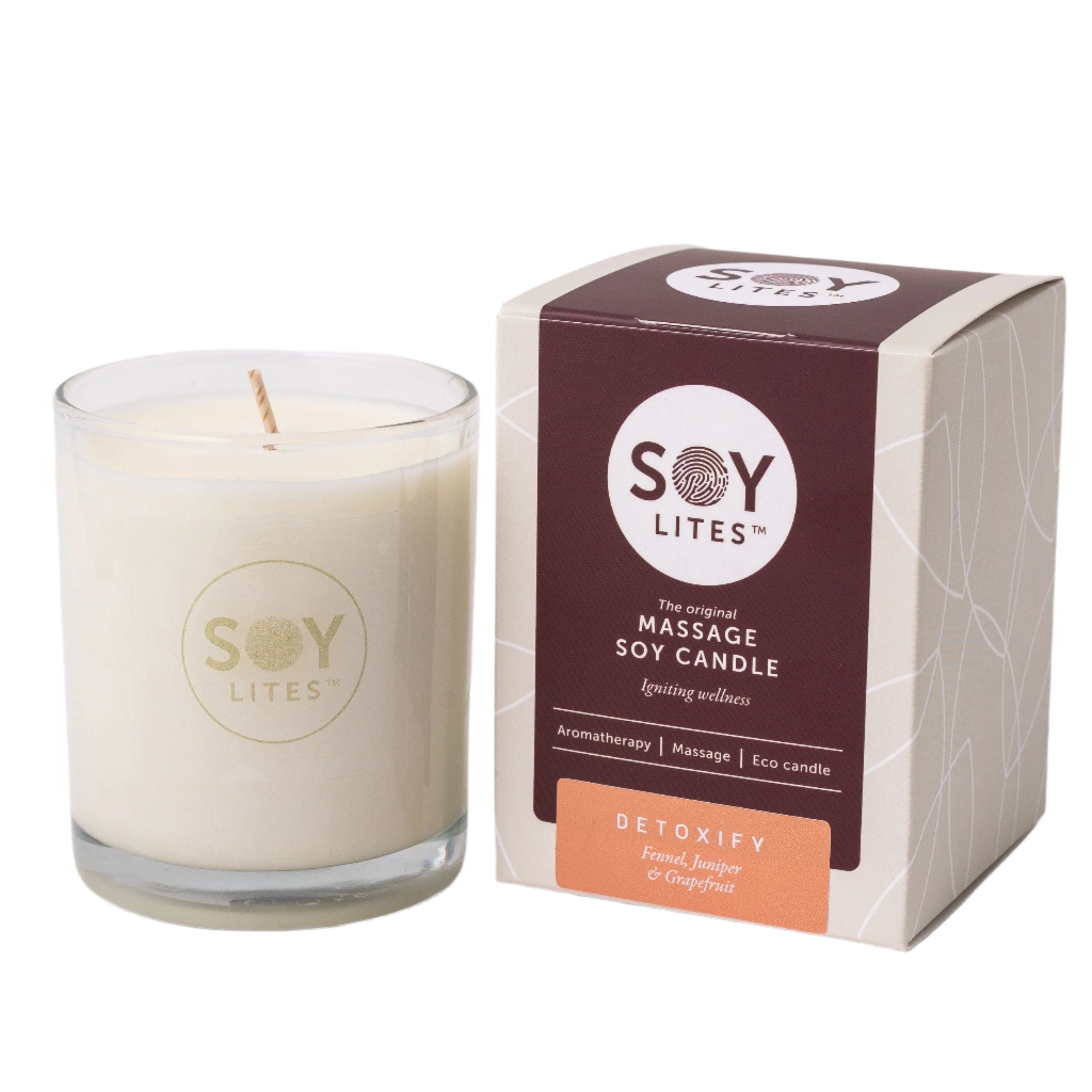 SoyLites Soy Massage Votive 70ml Detoxify Massage Votive with Fennel, Juniper and Grapefruit