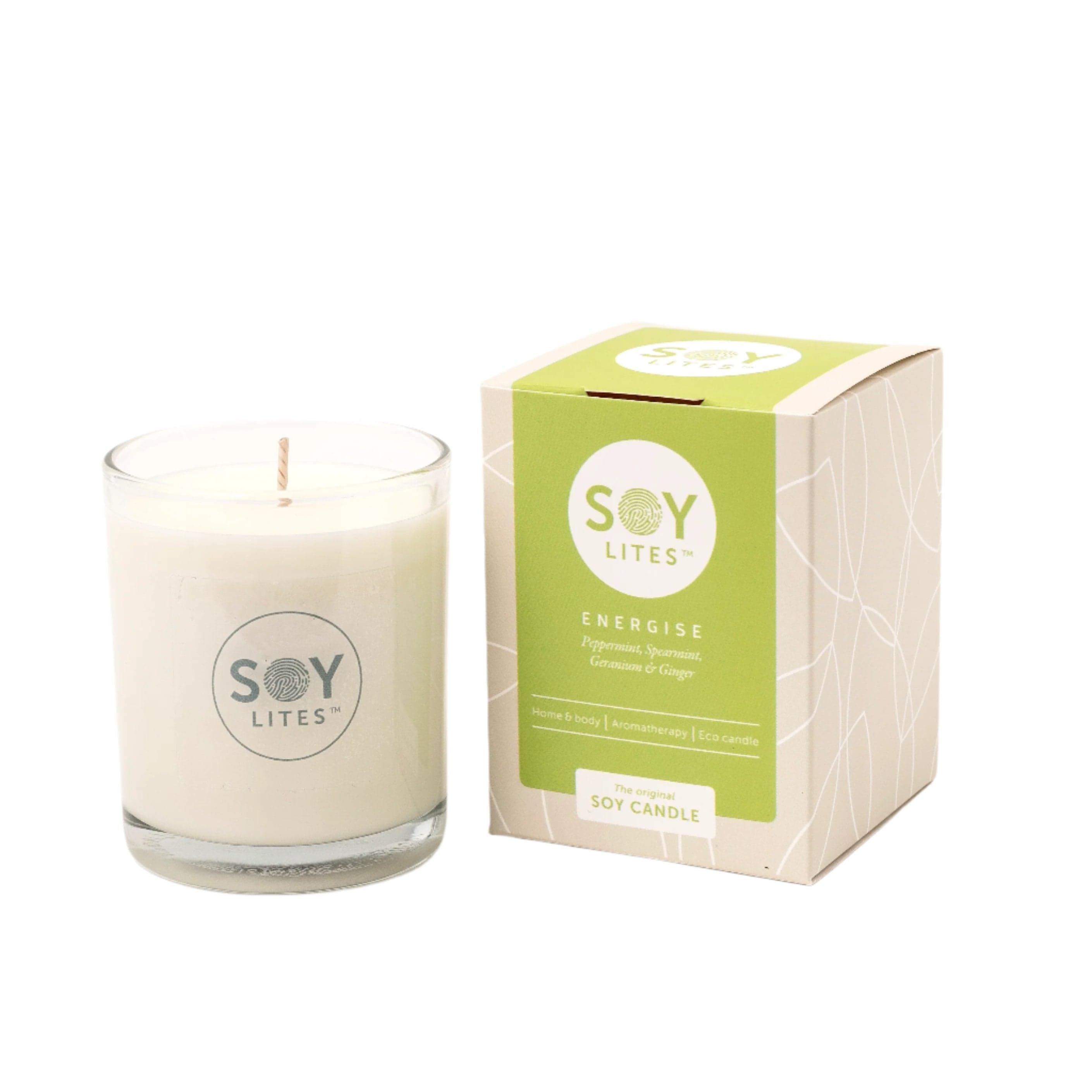 SoyLites Soy Aromatherapy Tumbler 220 ml Energise Tumbler Candle with Spearmint, Peppermint, Geranium & Ginger