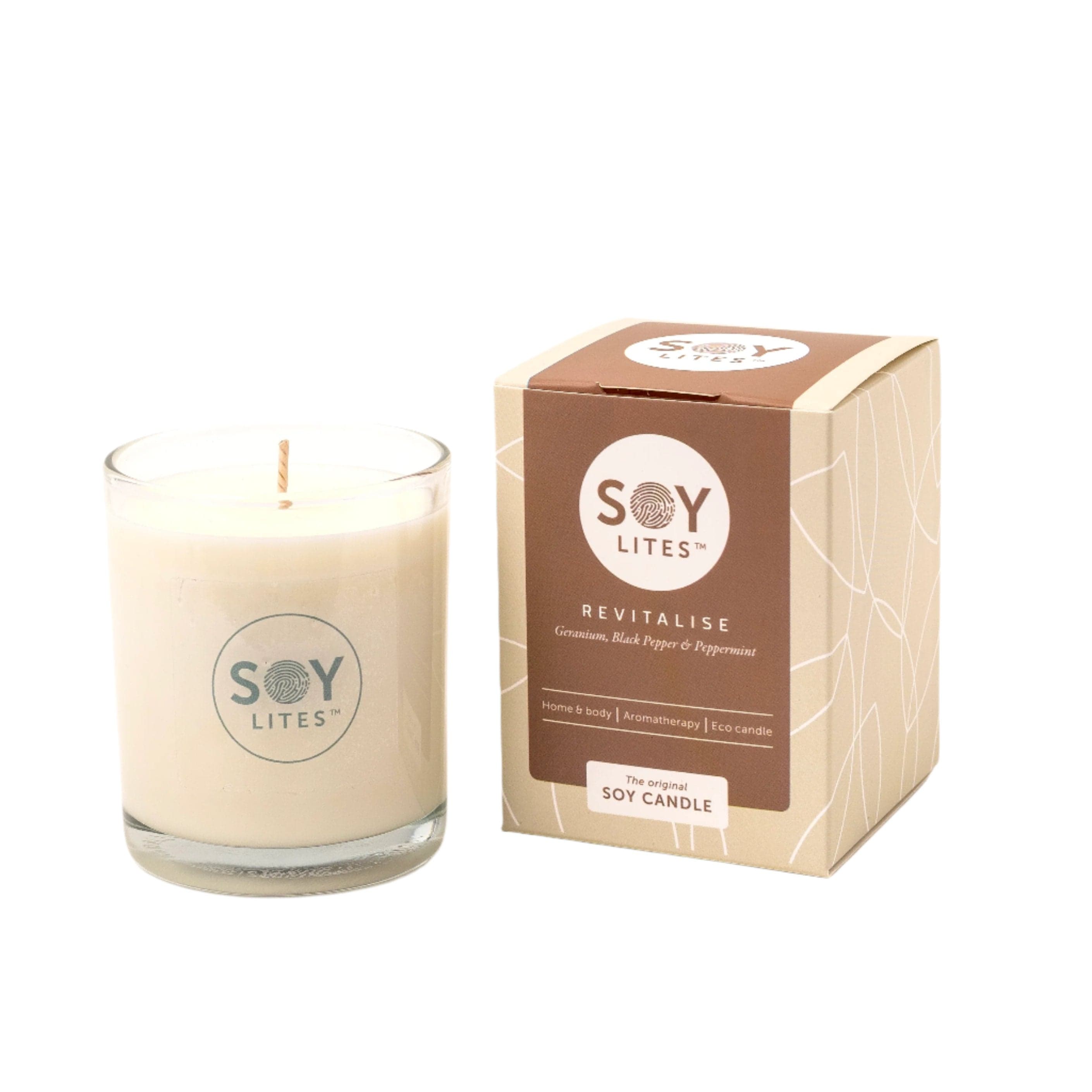 SoyLites Soy Aromatherapy Tumbler 220 ml Revitalise Tumbler Candle with Geranium, Black Pepper & Peppermint
