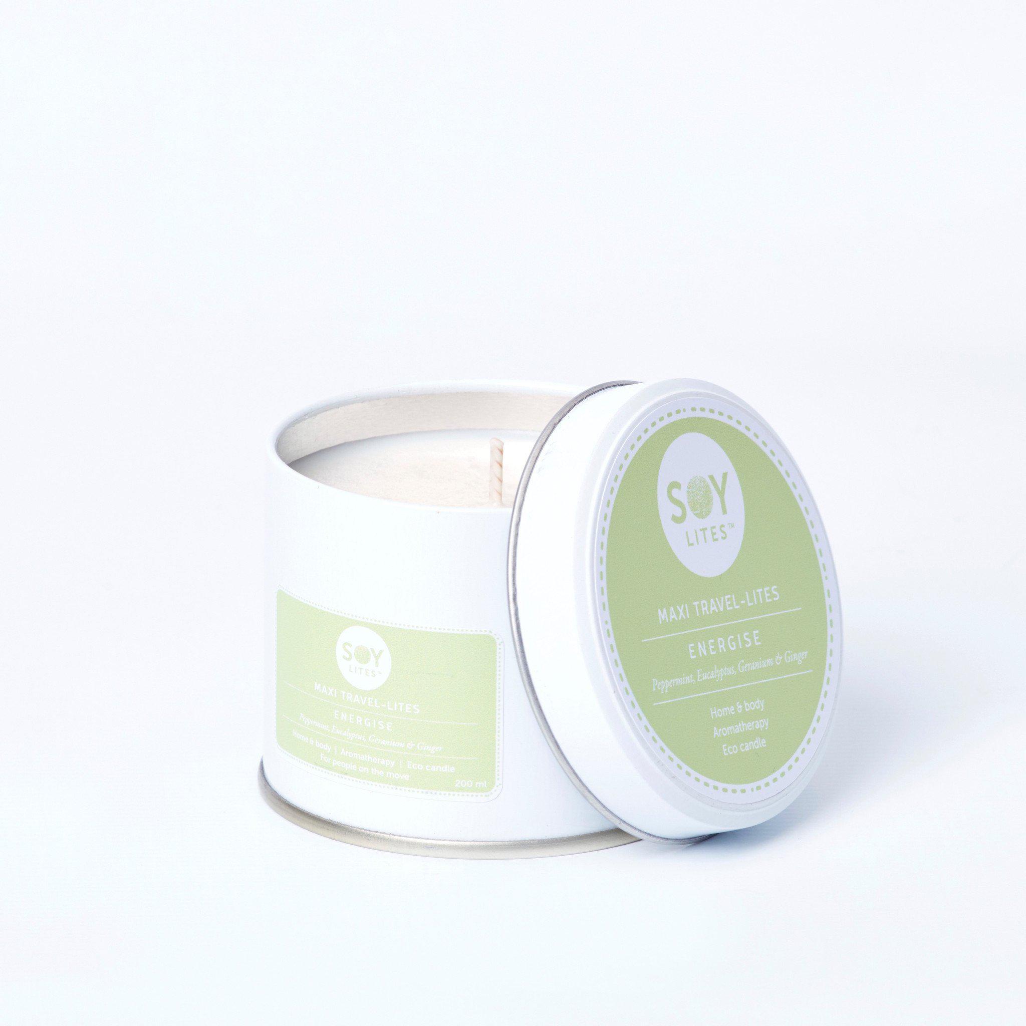 SoyLites Maxi Travel Lites 200ml Energise Maxi-Lite with Spearmint, Peppermint, Geranium and Ginger