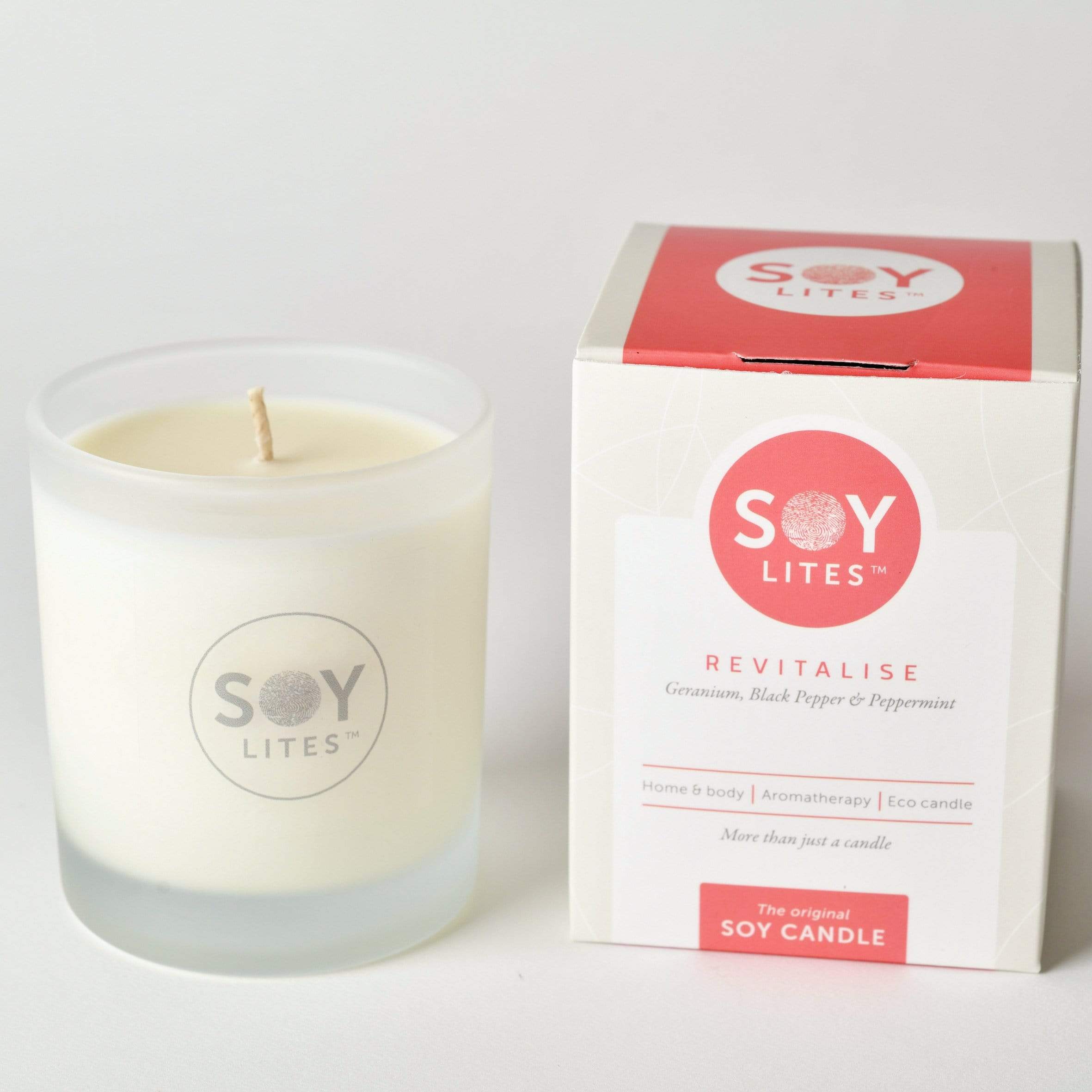 SoyLites Soy Aromatherapy Tumbler 220 ml Revitalise Tumbler 220ml Candle with Geranium, Black Pepper & Peppermint
