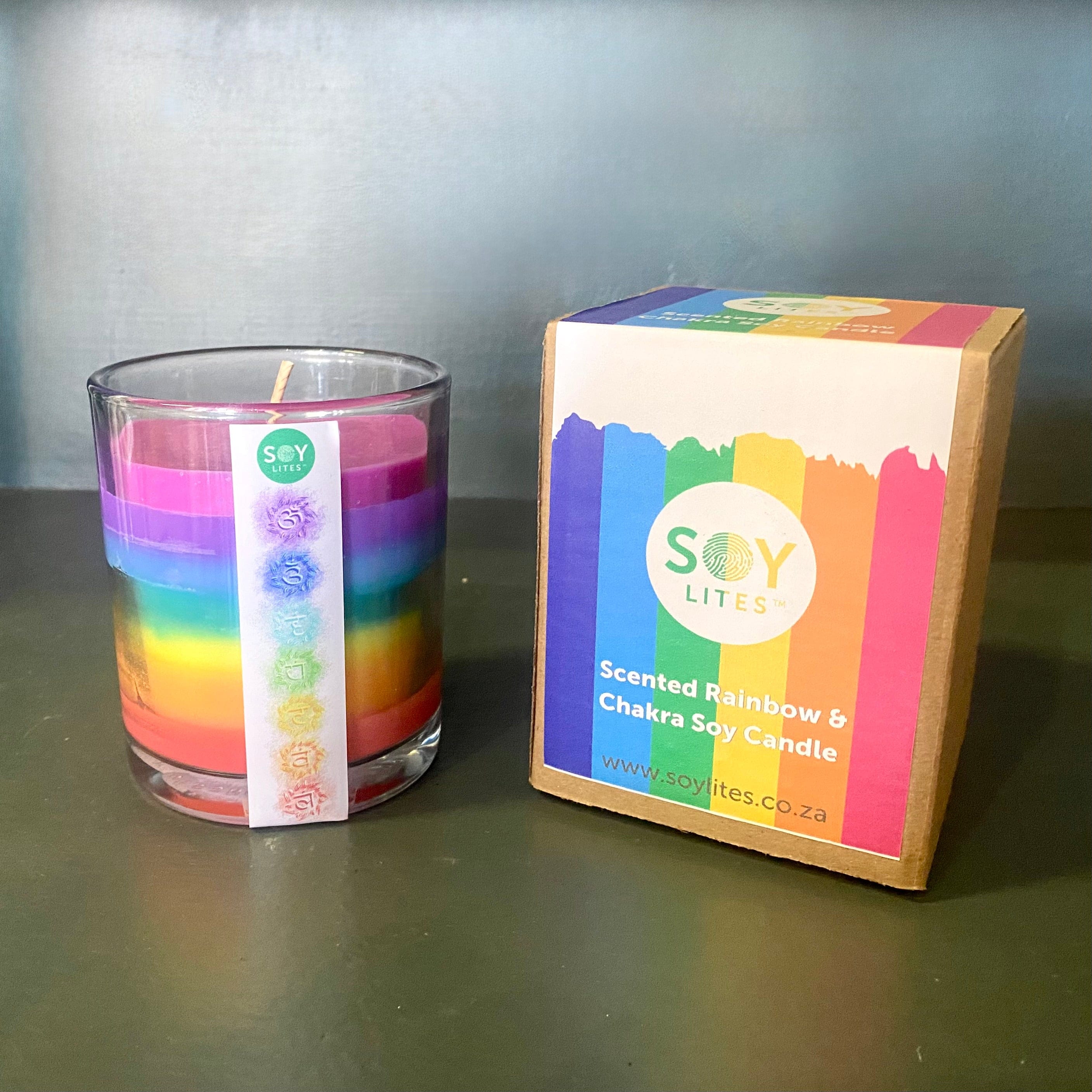 SoyLites Soy Aromatherapy Tumbler 220 ml Chakra Soy Candle - Rainbow